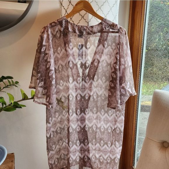 Steve Madden Kimono in Clay Boho Swim Cover-up print NWT - Picture 2 of 6